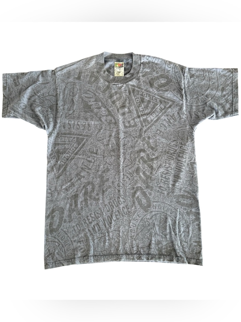 RARE Vintage 90s Retro Fruit Of The Loom DARE All Over Graphic Shirt Size Large